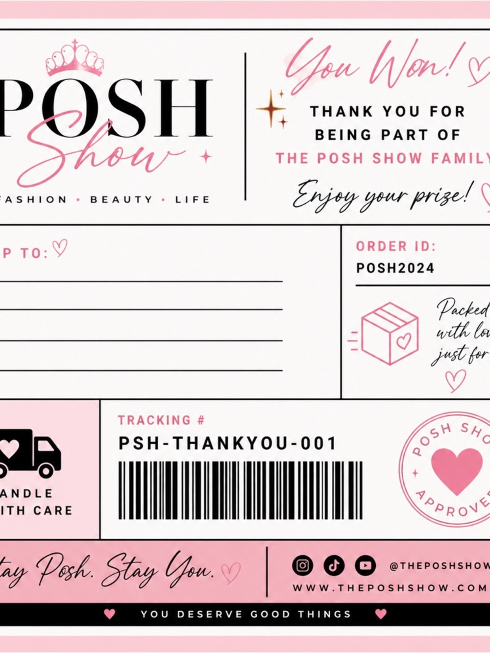 Posh Shipping Label